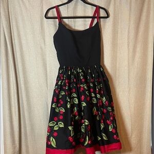 Pinup Couture Black and Red Cherry Midi Dress